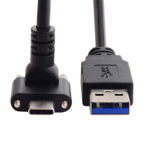 JSER Down Up Angled USB 3.1 Type-C Dual Screw Locking to Standard USB3.0 Data Cable 90 Degree for Camera