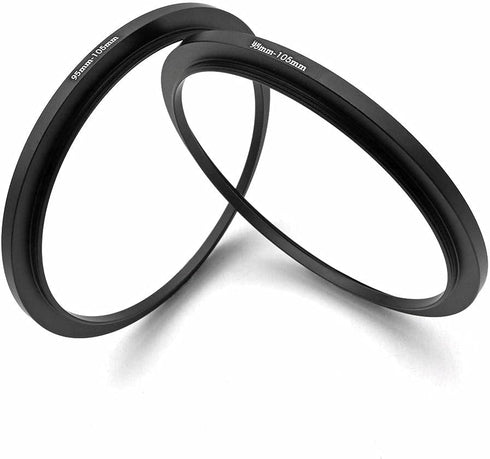 Metal Step Up Ring, 95mm to 105mm, 2 Pieces Step-Up Lens Adapter Ring for Canon Nikon Sony