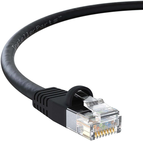 InstallerParts 8 FT Black Cat6 Ethernet Cable - 1 Pack, 10Gbps, Compatible with Laptops, PCs, Routers