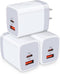 USB C Power Adapter, 3Pack 20W 2 Port PD&QC 3.0 Fast Charging Block Wall Charger for iPhone and Samsung Galaxy