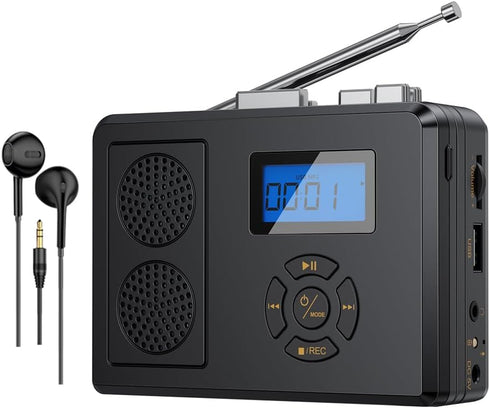 Hernido Portable Cassette Tape Player, FM Radio/USB Player/MP3 Digital Converter, Built-in Dual Stereo