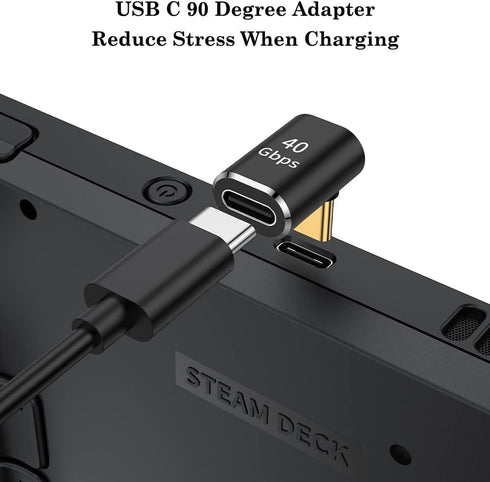 AuviPal USB C 90 Degree Adapter, 100W USB C Male to Female Right Angle Extender for Steam Deck, MacBook, Black