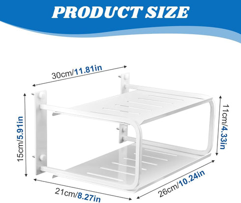 Tookie 2 Layers Projector Shelf, Wall Mount Double Floating Shelf Under TV Entertainment for Projector Router Camera
