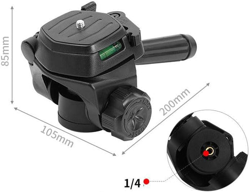 ThtRht 1/4'' Tripod Fluid Head Mount Panhead with Quick Release Plate Long Handle Pan/Tilt Head Phone Holder Adapter