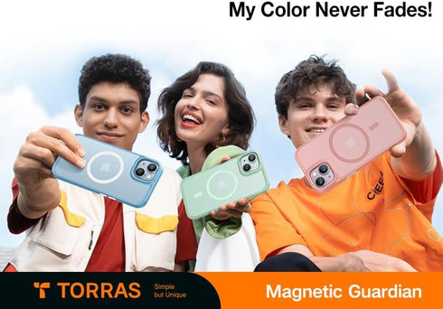 TORRAS Magnetic Shockproof Case for iPhone 15/14, 12FT Military Grade Drop Protection, Translucent Slim Protective
