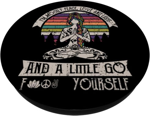 I'm Mostly Peace Love And Light Yoga Tattooed PopSockets Standard PopGrip