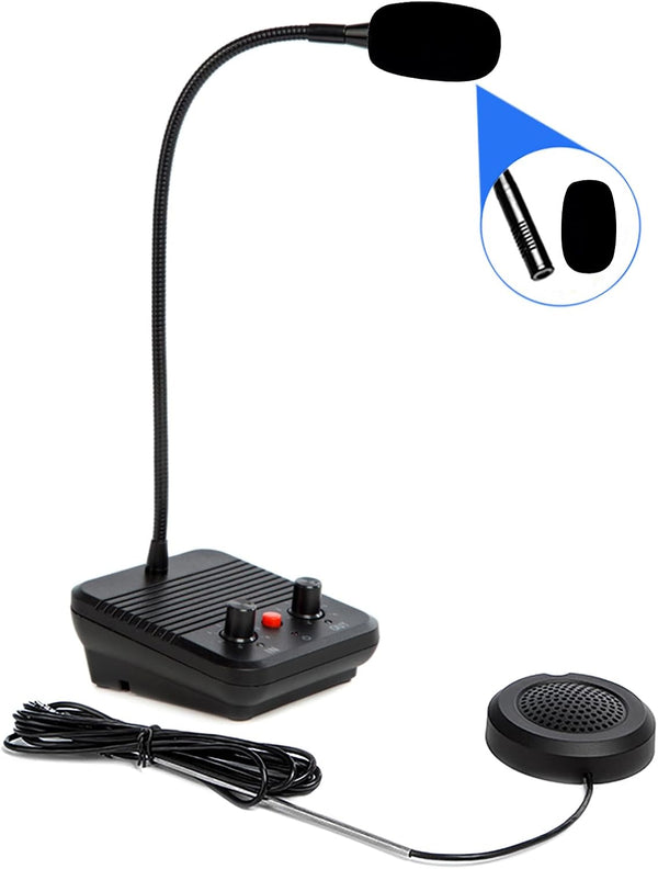 Window Intercom Speaker System, Dual-Way Intercommunication Microphone for Business/Bank/Office/Hospital, Talk Through