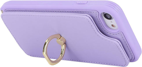 iPhone 7/8/SE 2020/SE 2022 Case with Card Holder and Strap for Women, Crossbody Lanyard, Kickstand, Phone Wallet Cases