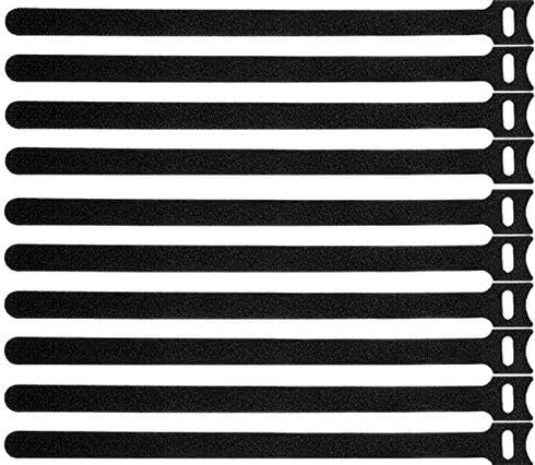 50 Pcs Reusable 12 Inch Fastening Cable Ties, Microfiber Cloth Hook and Loop Cord Ties, Black