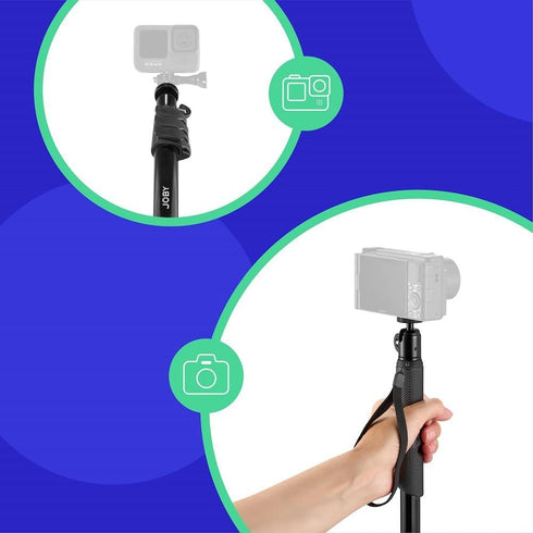 JOBY Compact Monopod 2-in-1, Camera/Action Cam with Ball Head, Universal ¼-20” Mount Compatible with GoPro, DSLR