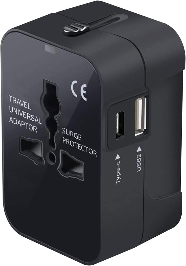 Portable Worldwide Universal Power Adapter Converter, All in One International Wall Charger with USB Ports