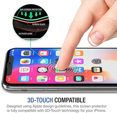 TETHYS Glass Screen Protector for iPhone 11 Pro/Xs, Edge to Edge Coverage, Pack of 3