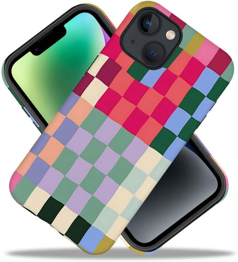 SEized iPhone 14 Case, Colorful Checkerboard, Durable Protection for Girl, Women, Boy, Men
