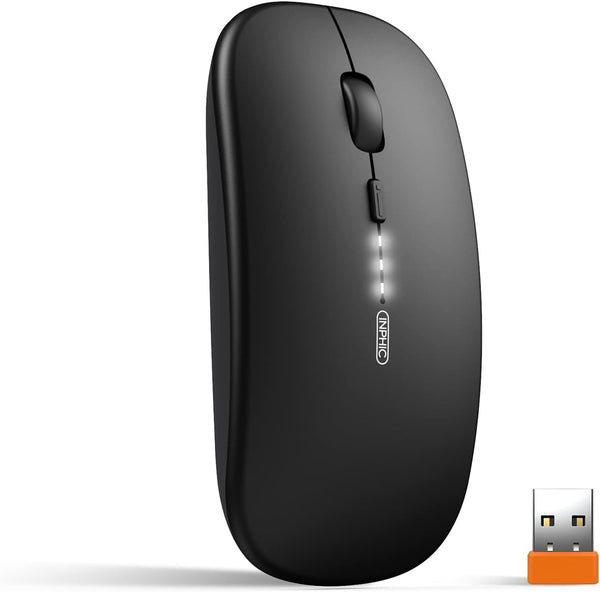 INPHIC Wireless Mouse, 2.4G Silent Rechargeable Ultra Slim USB Portable Mouse, 1600 DPI & 400mAh Battery for Laptop and