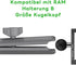 FANAUE Double Socket Arm Compatible with B Size 1" Ball Components for RAM Mounts (Long Arm)