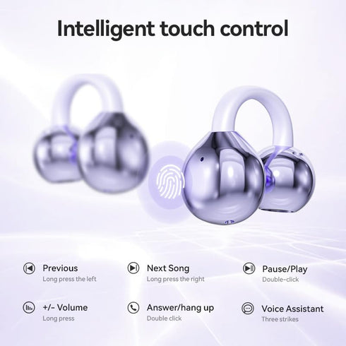 Ear Clip Earbuds, Mini Open Ear Bone Conduction Headphones, True Wireless Bluetooth for Sport, Compatible with iPhone