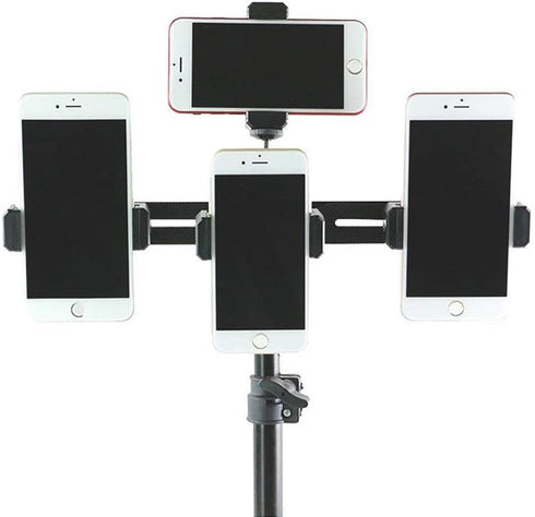 Walway 1/4 inches Straight Triple Head Bracket Tripod Mount for Screw DSLR Camera LED Light Flash Light Microphone