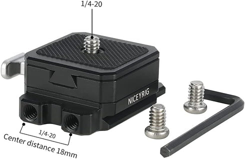NICEYRIG Mini V-Lock Mount Baseplate for Arca Swiss Quick Release, DSLR Camera Tripod, Monopod