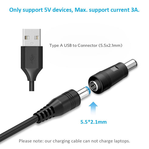 Belker Universal 5V DC 5.5 2.1mm Jack Charging Cable, USB to DC Power Cable with 14 Interchangeable Plugs, Max 3A