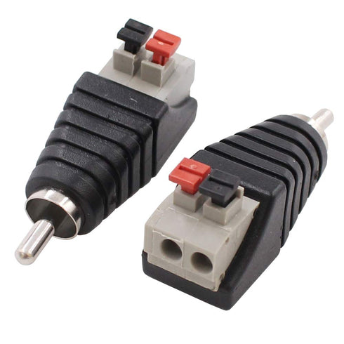 10-Pack Speaker Wire Cable to Audio Male RCA Connector Adapter Plug