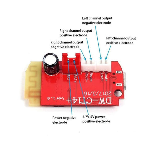 HiLetgo 2pcs CT14 Stereo Bluetooth Amplifier Board, 5V AMP F Class 5W+5W Module with Charging Port for Speaker DIY