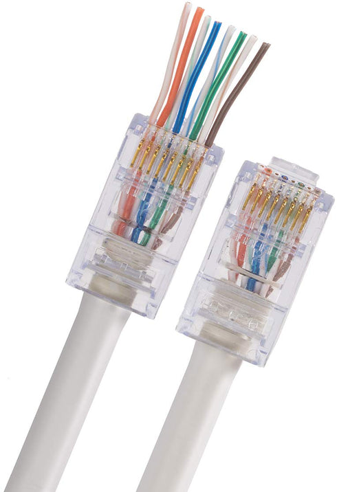 Triplett GEM High Speed Modular CAT5 Pass-Thru Connector, Male, Jar of 100 (CAT5-HSPJAR)