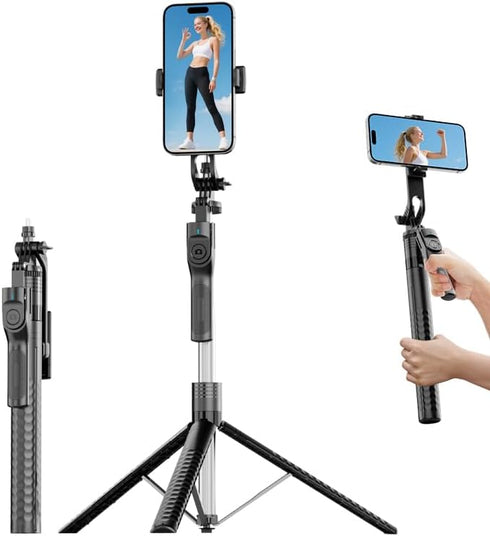 irianu Phone Tripod and Selfie Stick, Extendable Cell Phone Tripod with Wireless Remote,