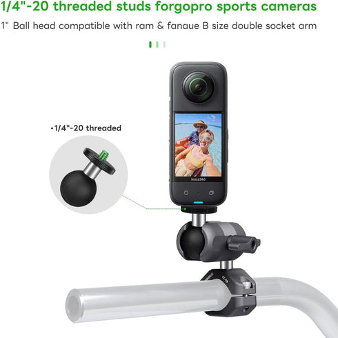 FANAUE GB-02 Aluminum 1" Ball Adapter, Compatible with RAM Mount B Size Double Socket Arm for Sports Camera