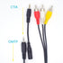 2.5 mm Head,1.5M/5Feet 3RCA 2.5mm Smartphones,MP3,Tablets to RCA AV Camcorder Video Cable with RCA Straight Conversion
