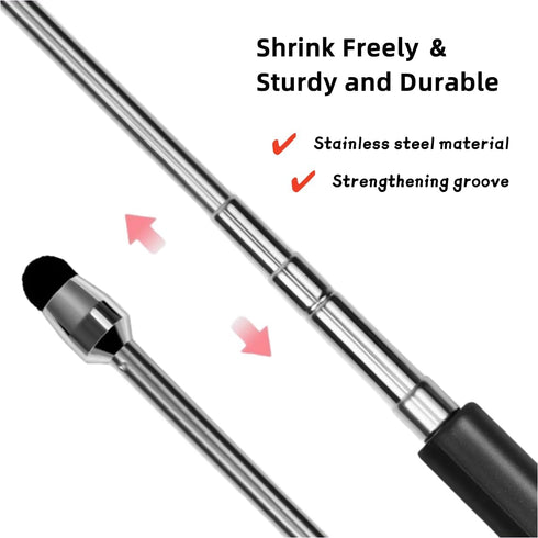 Universal Telescopic Stylus Pen for Touch Screens, Retractable Pointer Stick & Stylus with Flocking Tip, High Precision