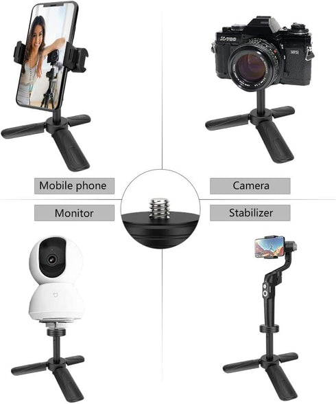 MOUNTDOG Portable Webcam Stand & Mini Tripod, Extendable Tabletop Tripod for iPhone, Camera, Samsung - Black