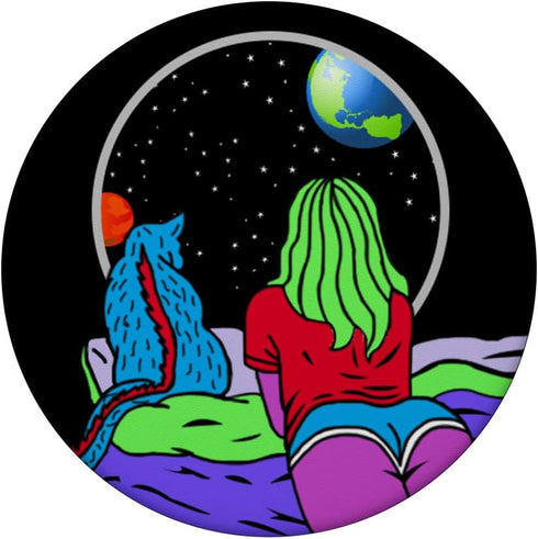 PopSockets Standard PopGrip: Alien Phone-Grip Cat Space Moon Funny Cute 90s 80s 70s Gift