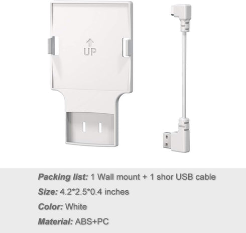Outlet Mount for Ring Bridge, Space Saving Wall Holder with Short Cable for Ring Smart Lighting Bridge (1 Pack)