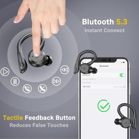 APEKX Bluetooth Headphones, True Wireless Earbuds with Charging Case, IPX7 Waterproof Stereo Sound Earphones, Built-in