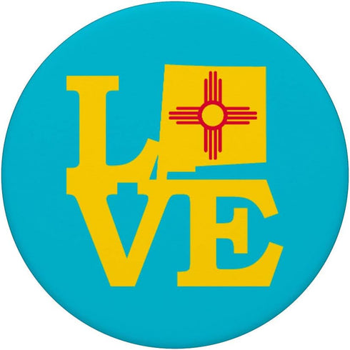 Vintage Retro LOVE NM Design PopSockets Grip and Stand for Phones and Tablets, New Mexico State Zia