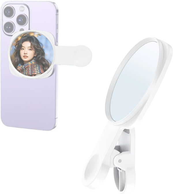 Rookii Selfie Mirror Compact Phone Rear Camera Mirror Universal Phone Clip for iPhone