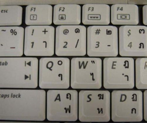 4Keyboard Thai Keyboard Stickers with Black Lettering ON Transparent Background