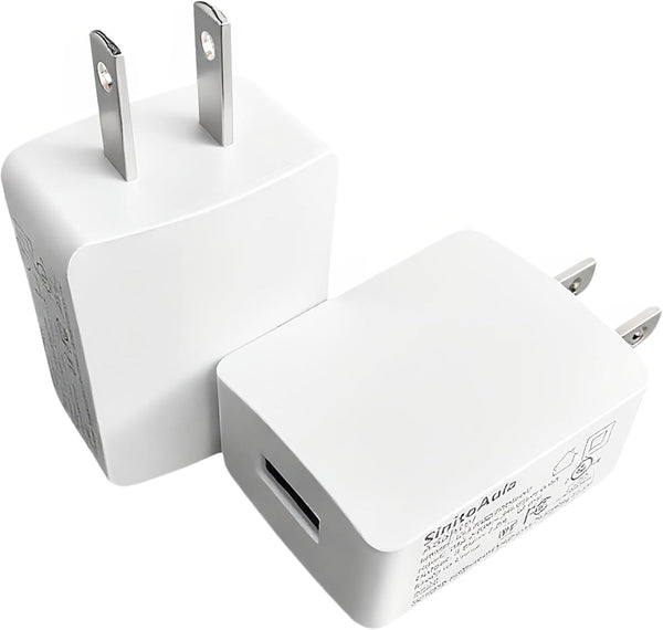 SinitoAula UL Listed USB Wall Charger Block (10W, White, 2pcs), 5V 2A Power