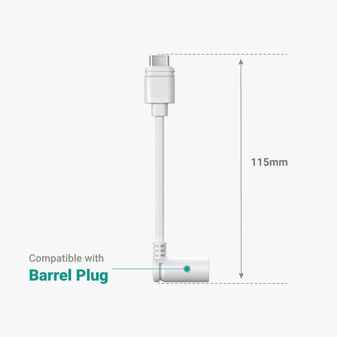 Ring Barrel Plug to USB-C Adapter for Barrel Plug Solar Panels and USB-C Cameras - Black for Solar Panel