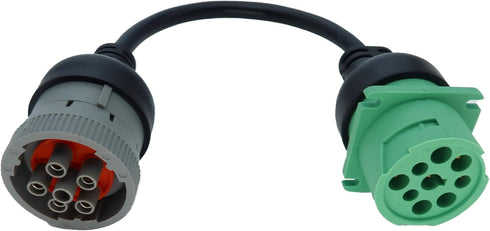 6pin J1708 to Type2 Green 9pin J1939 Adapter Cable for Trucker and Car 1ft/30cm