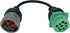 6pin J1708 to Type2 Green 9pin J1939 Adapter Cable for Trucker and Car 1ft/30cm