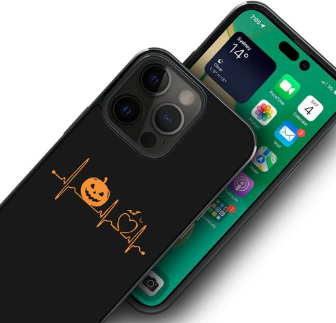 ZHEGAILIAN iPhone 15 Pro Max Case, Halloween Pumpkin Heartbeat, Soft TPU, Non-Slip, Shock Absorption, 6.7-inch.