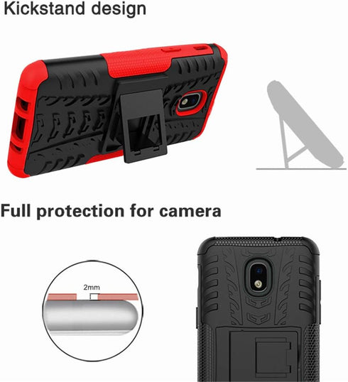Yiakeng Galaxy J7 Refine Case - Shockproof Protective with Kickstand for Samsung J737V, J737T (Red)
