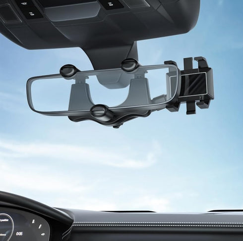Satismoon Car Phone Holder, Multifunctional 360° Rotatable Rearview Mirror Phone Holder for Most Phones