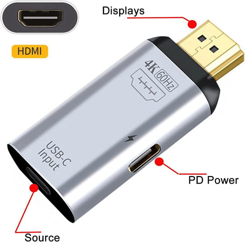 Xiwai 100W USB-C to HDMI Cable, 10Gbps, 4K 60Hz, PD Power Adapter for Phone & Laptop, 1080p HDTV Sink.