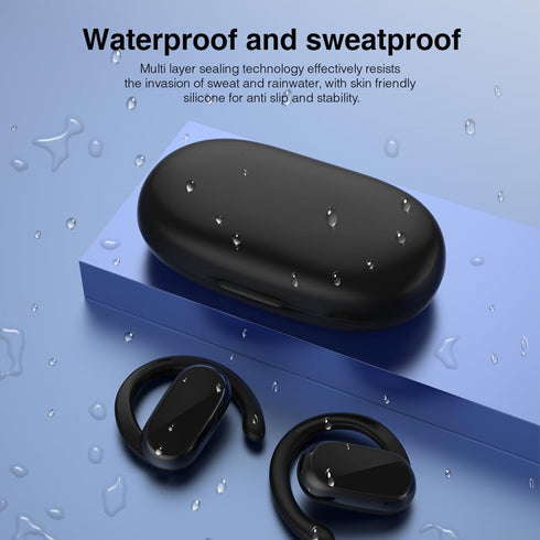 Open Ear Headphones, Wireless Earbuds with 360-Degree Panoramic Sound, 48H Range, IPX7 Waterproof, LED Display for