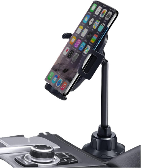Car Cup Holder Phone Mount with Long Gooseneck, Flexible Smartphone Holder, 360° Rotation, Universal for iPhones 13/11