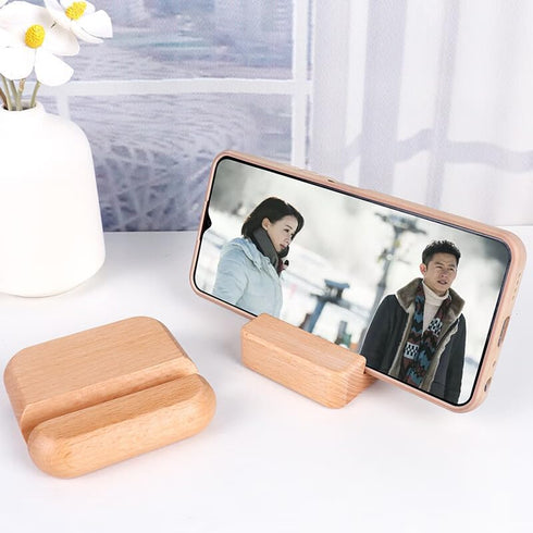 LUCENTIS 2 8 8 cm, Wood Phone Stand, x x Wooden Phone Holder (Black Walnut Square Double Slot)