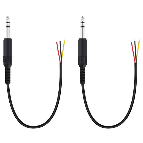 Fancasee 2 Pack Replacement 6.35mm Male Plug to Bare Wire Open End TRS 3 Pole Audio Cable for Repair
