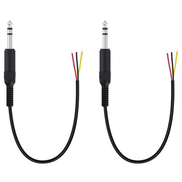 Fancasee 2 Pack Replacement 6.35mm Male Plug to Bare Wire Open End TRS 3 Pole Audio Cable for Repair